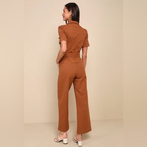 Practical Perfection Rust Brown Short Sleeve Jumpsuit - Picture 3 of 7